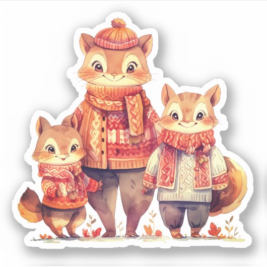 Sticker Automne de la famille Chipmunks (Devant)