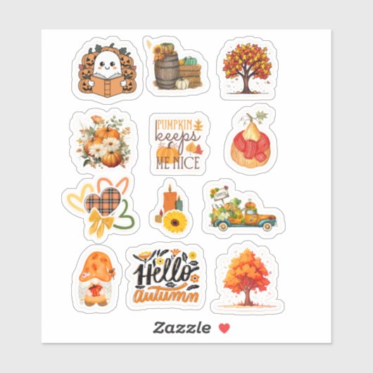 Sticker Automne et Citrouille (Feuille)
