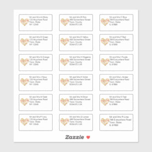 Sticker Automne Feuille Coeur Nom et adresse individuels