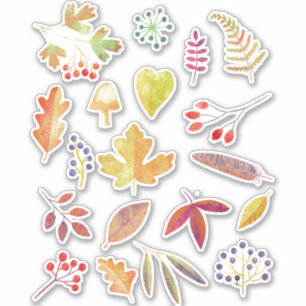 Sticker Automne Feuilles automnales et Berries Nature