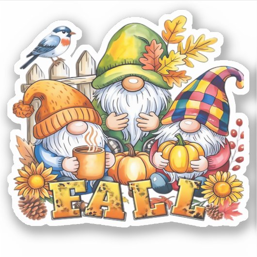 Sticker Automne Gnomes Sublimation Automne Amour Classique (Devant)
