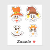 Sticker Automne Halloween Scarecrow visages | Thanksgiving (Feuille)