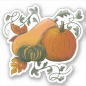 Sticker Automne Hiver Récolte Citrouille Gourd Illustratio (Devant)