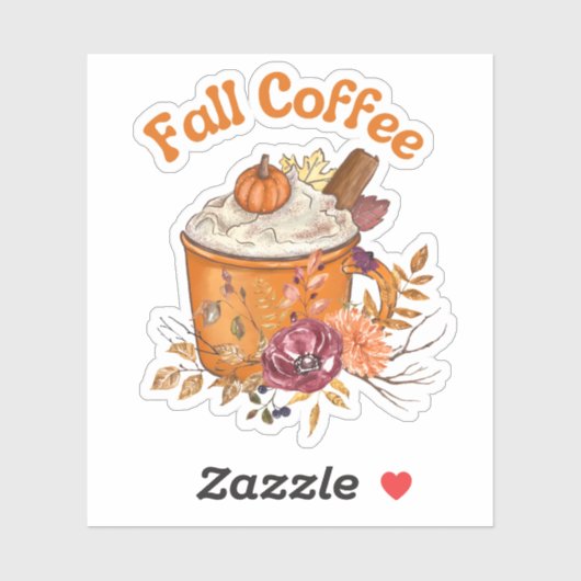 Sticker automne tasse de café (Feuille)