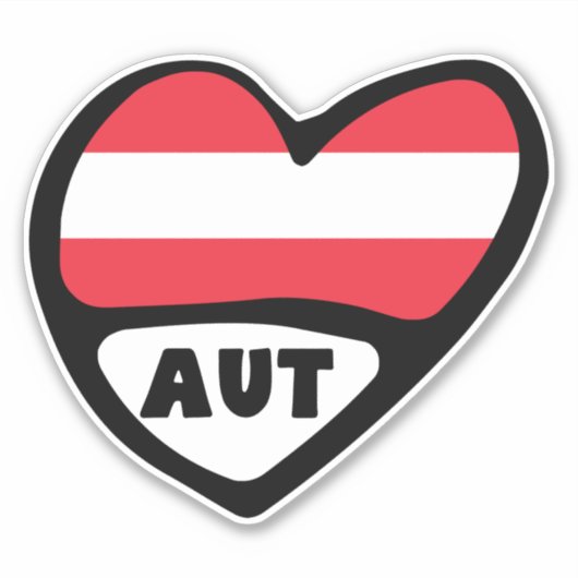 Sticker Autriche Code Pays Drapeau Coeur AUT (Devant)