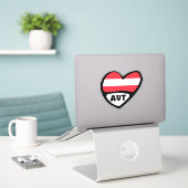 Sticker Autriche Code Pays Drapeau Coeur AUT (Ordinateur portable sur le bureau)