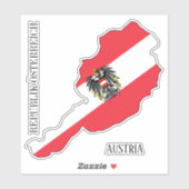 Sticker Autriche Drapeau Charme Carte Patriotique (Feuille)