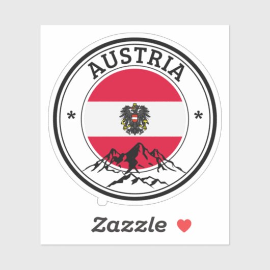 Sticker Autriche Sceau Drapeau Rond Pour Livre Ord (Feuille)