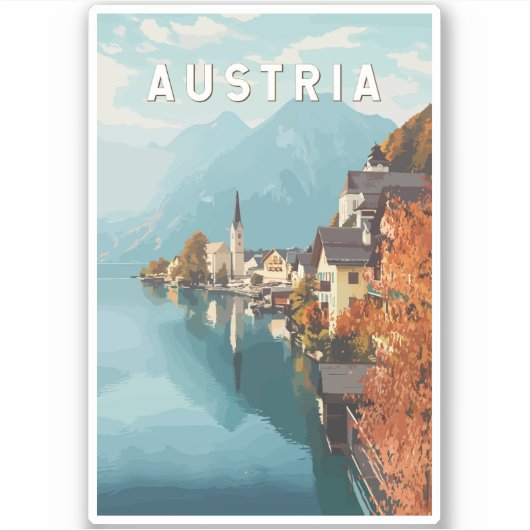Sticker Autriche Travel Art Vintage (Devant)