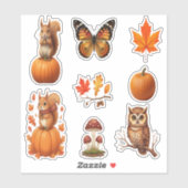 Sticker Autumn Animals And Beautiful Leaves (Feuille)