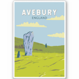 Sticker Avebury England Travel Art Vintage