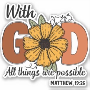 Sticker Avec Dieu, toutes choses sont possibles Verset bib