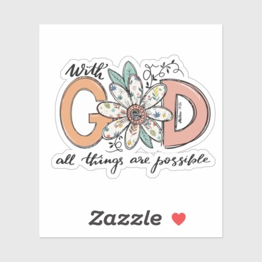 Sticker Avec Dieu toutes les choses sont possibles (Feuille)