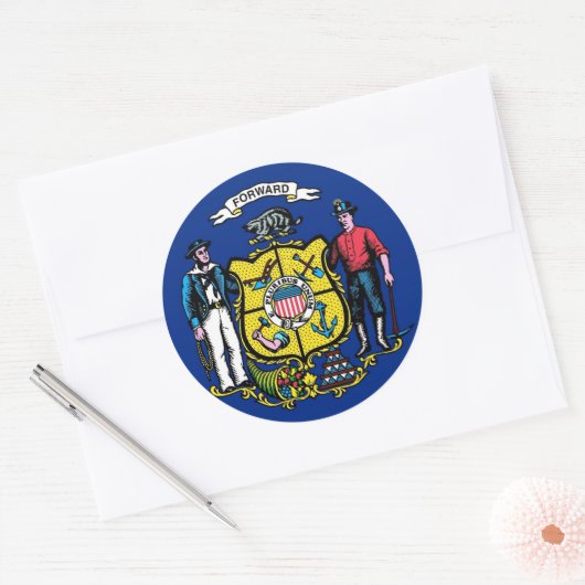 Sticker avec drapeau du Wisconsin (Enveloppe)