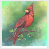 Sticker avec l'oiseau cardinal rouge du Nord (Feuille)