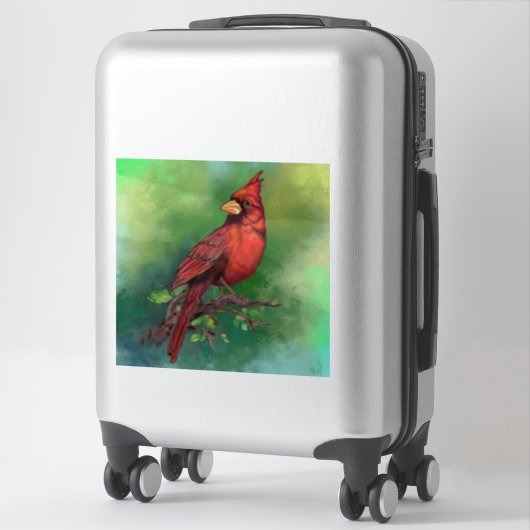 Sticker avec l'oiseau cardinal rouge du Nord (Sur valise)