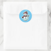 Sticker avec mignon Snowman tenant une feuille (Sac)