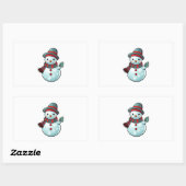 Sticker avec mignon Snowman tenant une feuille (Feuille)