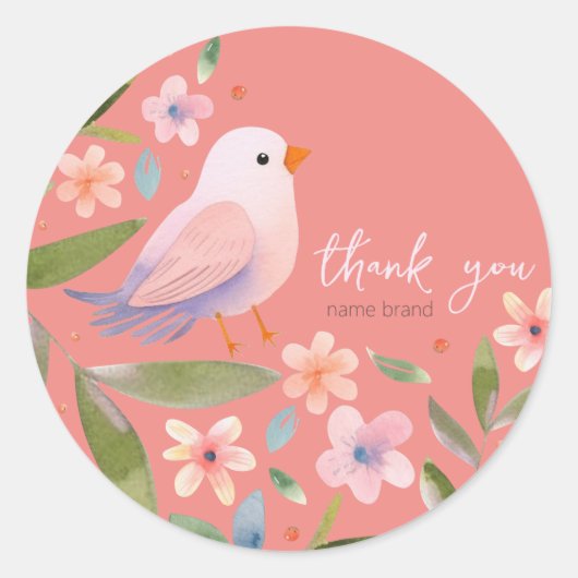 Sticker avec oiseau et fleurs sur arrière - plan r (Devant)