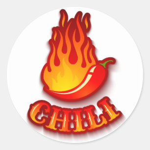 Sticker avec piment rouge chaud