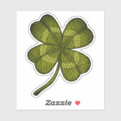 Sticker avec vintage chanceux trèfle (Feuille)