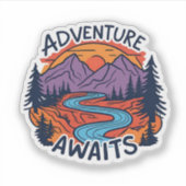 Sticker Aventure Await - Mountain Scene (Devant)