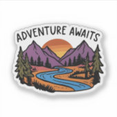 Sticker Aventure Await - Mountain Scene (Devant)