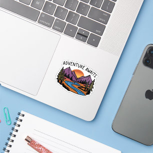 Sticker Aventure Await - Mountain Scene