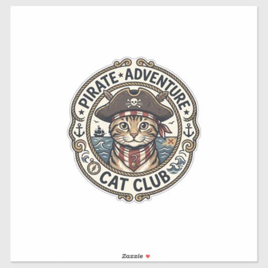Sticker Aventure de pirate Chat POD Vector Art - Aventure  (Feuille)