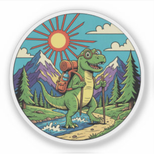 Sticker Aventure de randonneur dinosaure - Randonnée Dino 