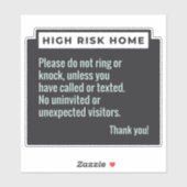 STICKER AVERTISSEMENT À RISQUE ÉLEVÉ À LA MAISON (Feuille)