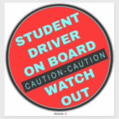 Sticker Avertissement Conducteur Étudiant À Bord - Red Wat (Feuille)
