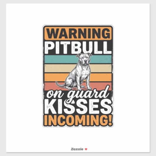 Sticker Avertissement de Pitbull Baisers à venir Design de (Feuille)