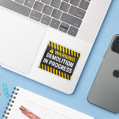 Sticker Avertissement Démolition en Cours (Ordinateur portable avec iPhone)