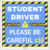 Sticker Avertissement Étudiant Conducteur Signer (Attentio (Feuille)