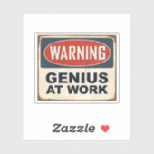 Sticker Avertissement Genius au travail (Feuille)