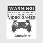 Sticker Avertissement Peut Commencer À Parler De Jeux Vidé (Feuille)