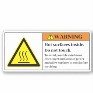 Sticker Avertissement Surface chaude à l'intérieur du Étiq