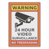 Sticker Avertissement Surveillance vidéo 24 heures Aucune (Devant)
