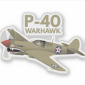 Sticker Avion 2ème guerre mondiale P-40 Warhawk (Devant)