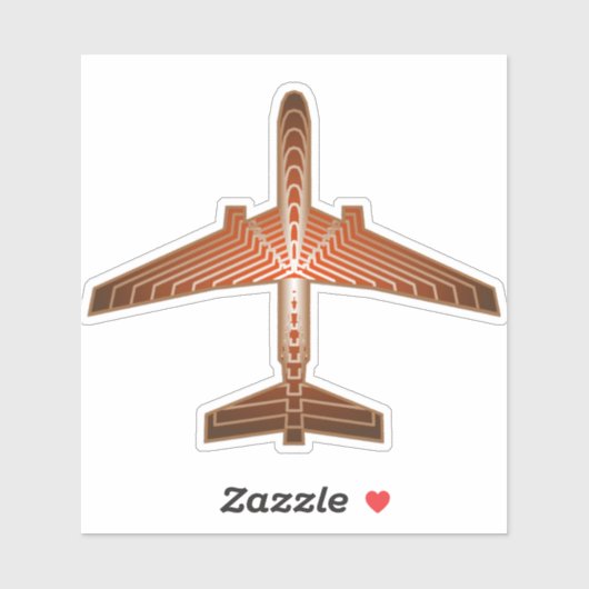 Sticker Avion Art Déco, Bronze, Or et Rust Brown (Feuille)