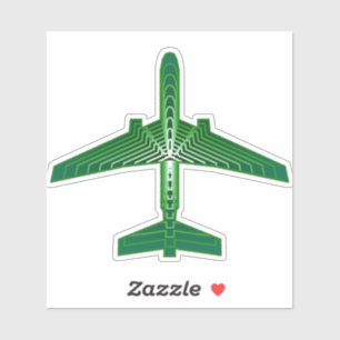 Sticker Avion Art déco, Emerald et Jade Green