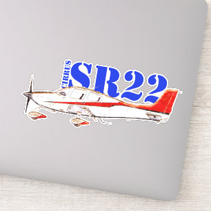 Sticker Avion Cirrus SR22 stylisé avec typographie grasse
