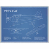 Sticker Avion Cub - Plan directeur de l'avion AD (Devant)