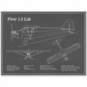 Sticker Avion Cub - Plan directeur de l'avion PD (Devant)