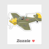 Sticker Avion de chasseur rétro-dessiné (Feuille)