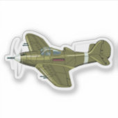 Sticker Avion de chasseur rétro-dessiné (Devant)