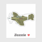 Sticker Avion de chasseur rétro-dessiné (Feuille)