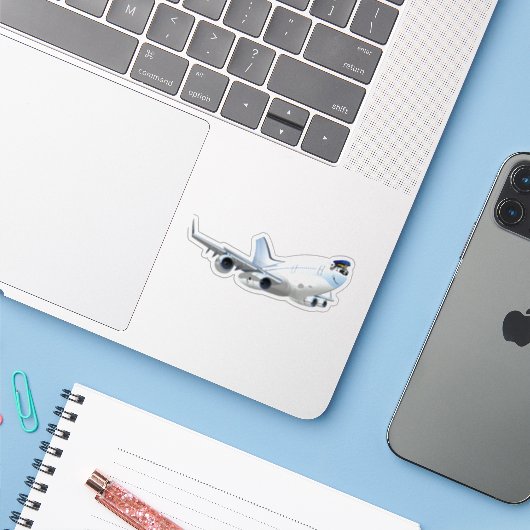 Sticker Avion de dessin (Ordinateur portable avec iPhone)