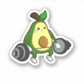 Sticker Avocado à Fitness avec Barbell (Devant)